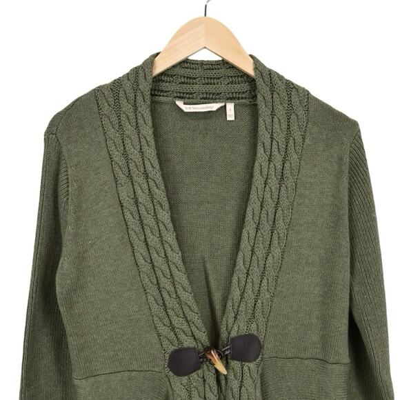 Soft Surroundings Delacroix Cable Knit Cardigan Sweater Olive Green Size Small - Picture 3 of 7